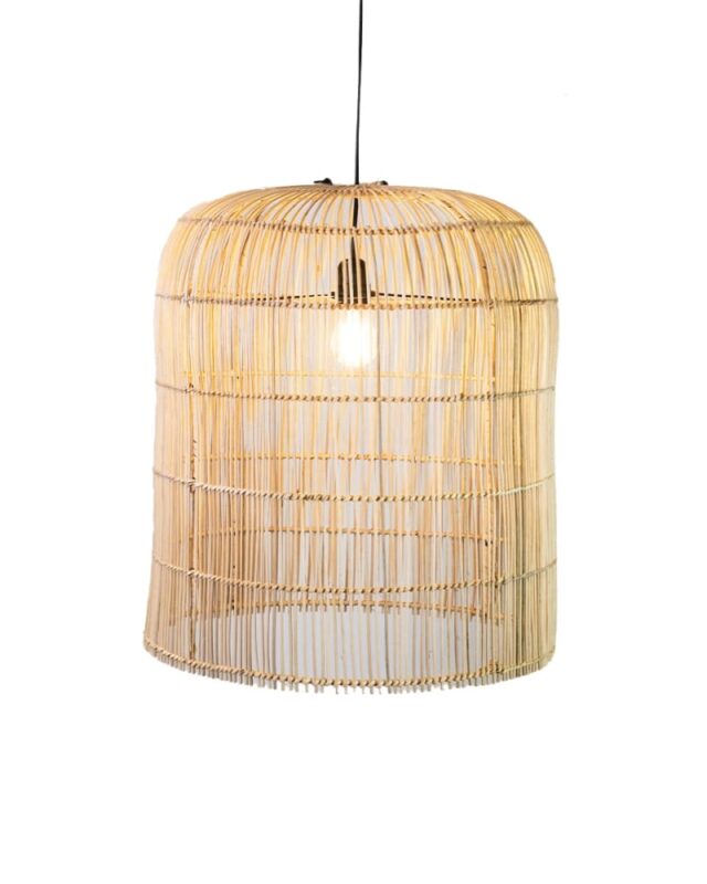 Suspension cylindrique en rotin 35x50