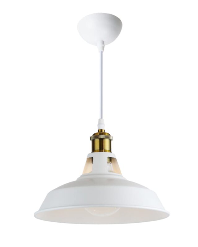 Suspension industrielle métal blanc 27 cm