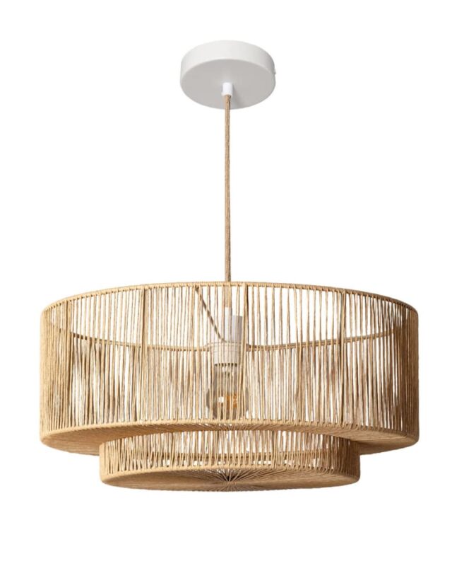 Suspension luminaire effet rotin naturel