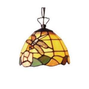 Suspension Tiffany LIBELLE en verre avec motif décoratif de libellule
