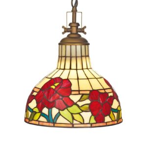 Suspension Yria Tiffany à abat-jour floral multicolore en verre travaillé à la main