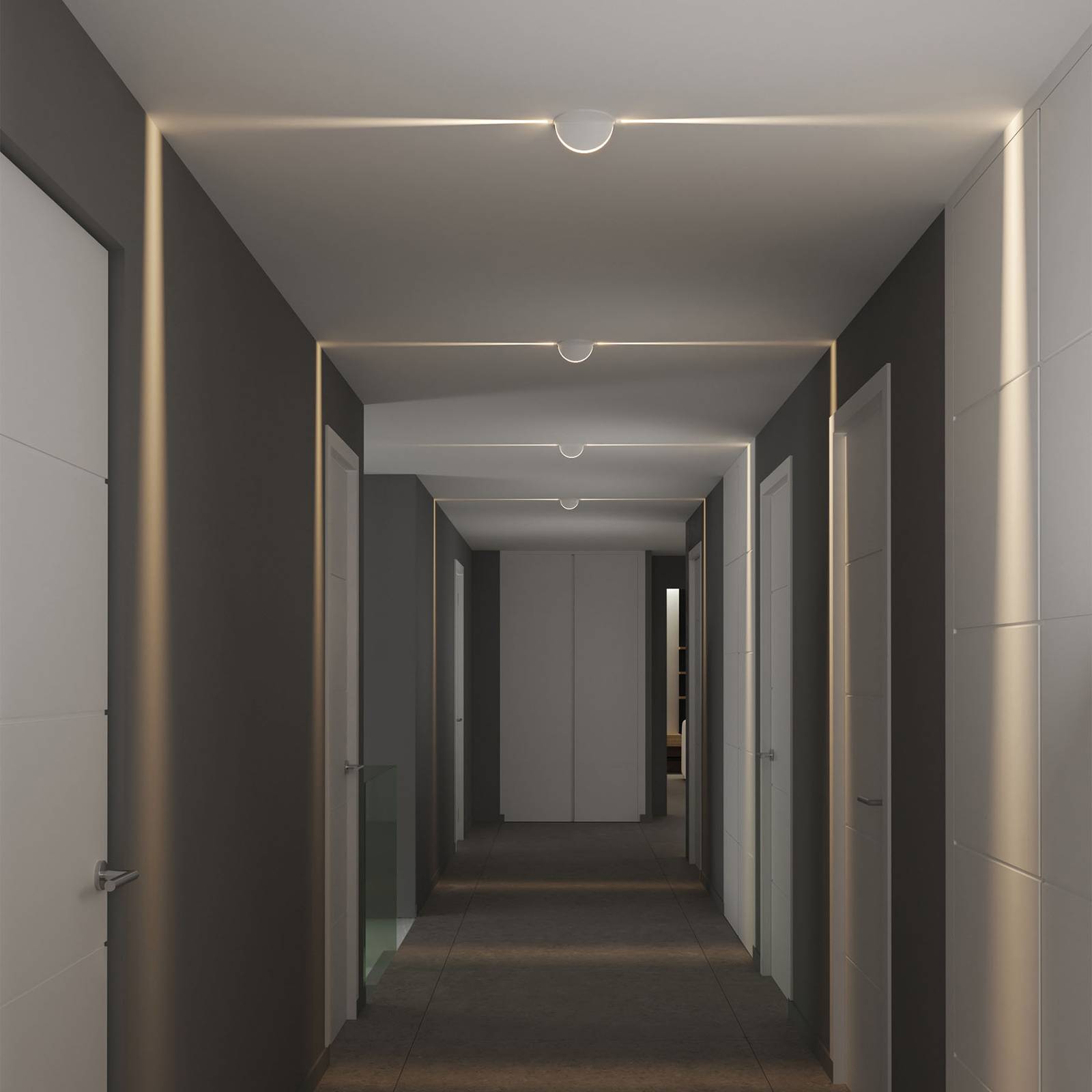 Plafonnier encastré Spectra Recessed projetant un faisceau blanc chaud au plafond