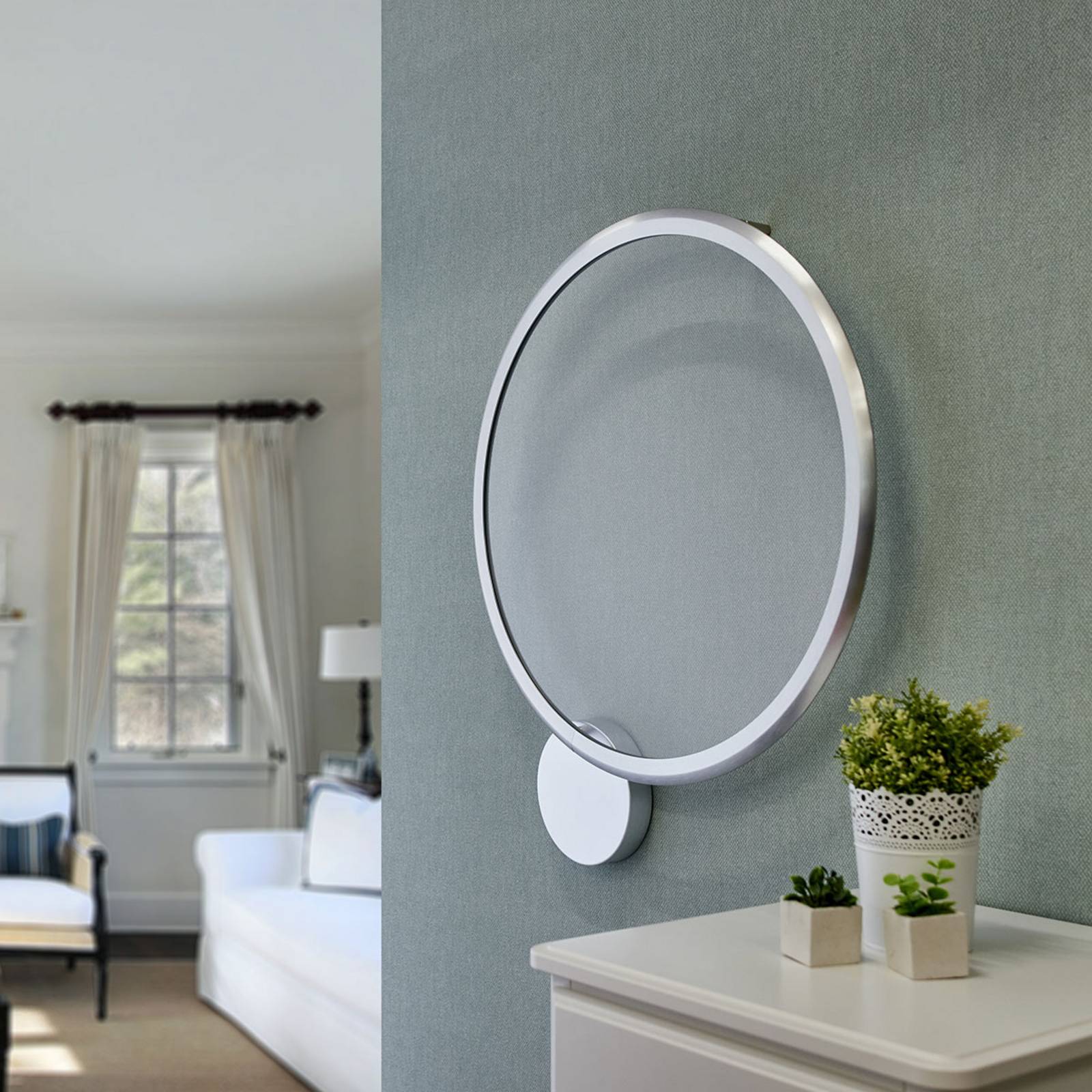 Applique LED Artemide Discovery en aluminium brossé, anneau fin et disque lumineux — vue 4