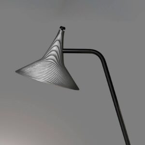 Lampe à poser Unterlinden en aluminium, tige courbée et éclairage LED chaud