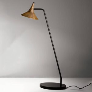 Lampe à poser Artemide Unterlinden en laiton, dessin architectural et lumière LED chaude