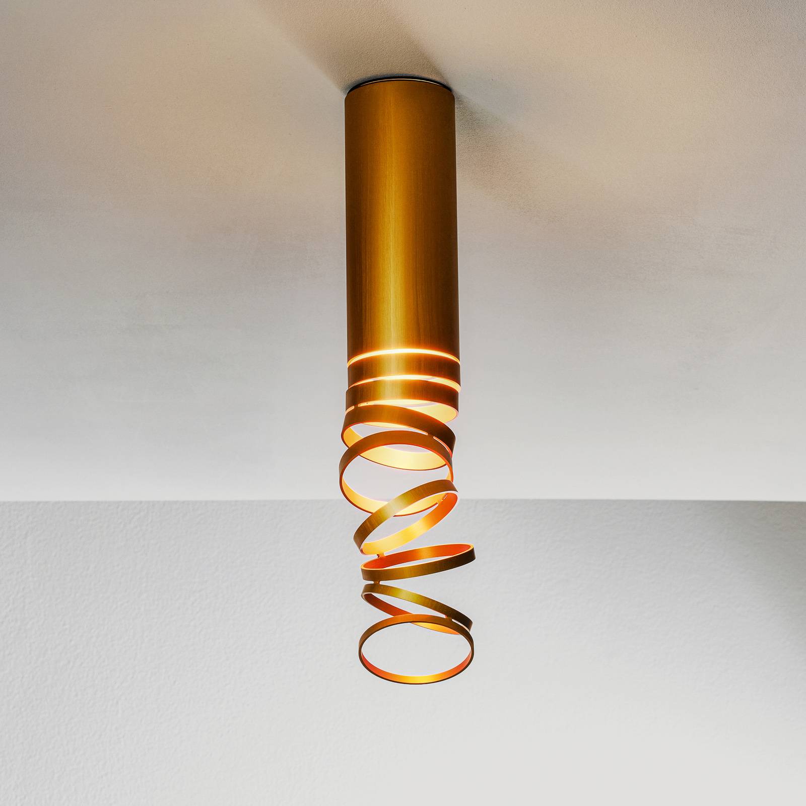Plafonnier Artemide Décomposé doré en aluminium avec anneaux métalliques