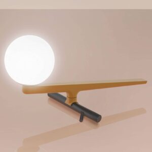 Lampe à poser Artemide Yanzi avec globe blanc et structure noire et laiton