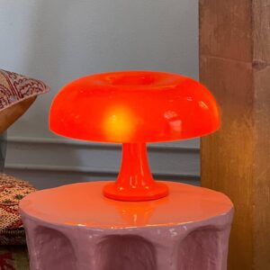 Lampe à poser Artemide Nessino orange au design champignon italien