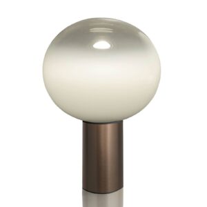 Lampe à poser Artemide Laguna avec globe opalin et pied métallique bronze