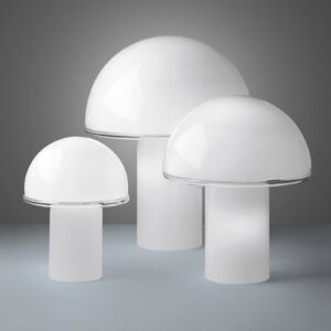 Artemide Onfale lampe à poser en verre opalin soufflé, bord transparent
