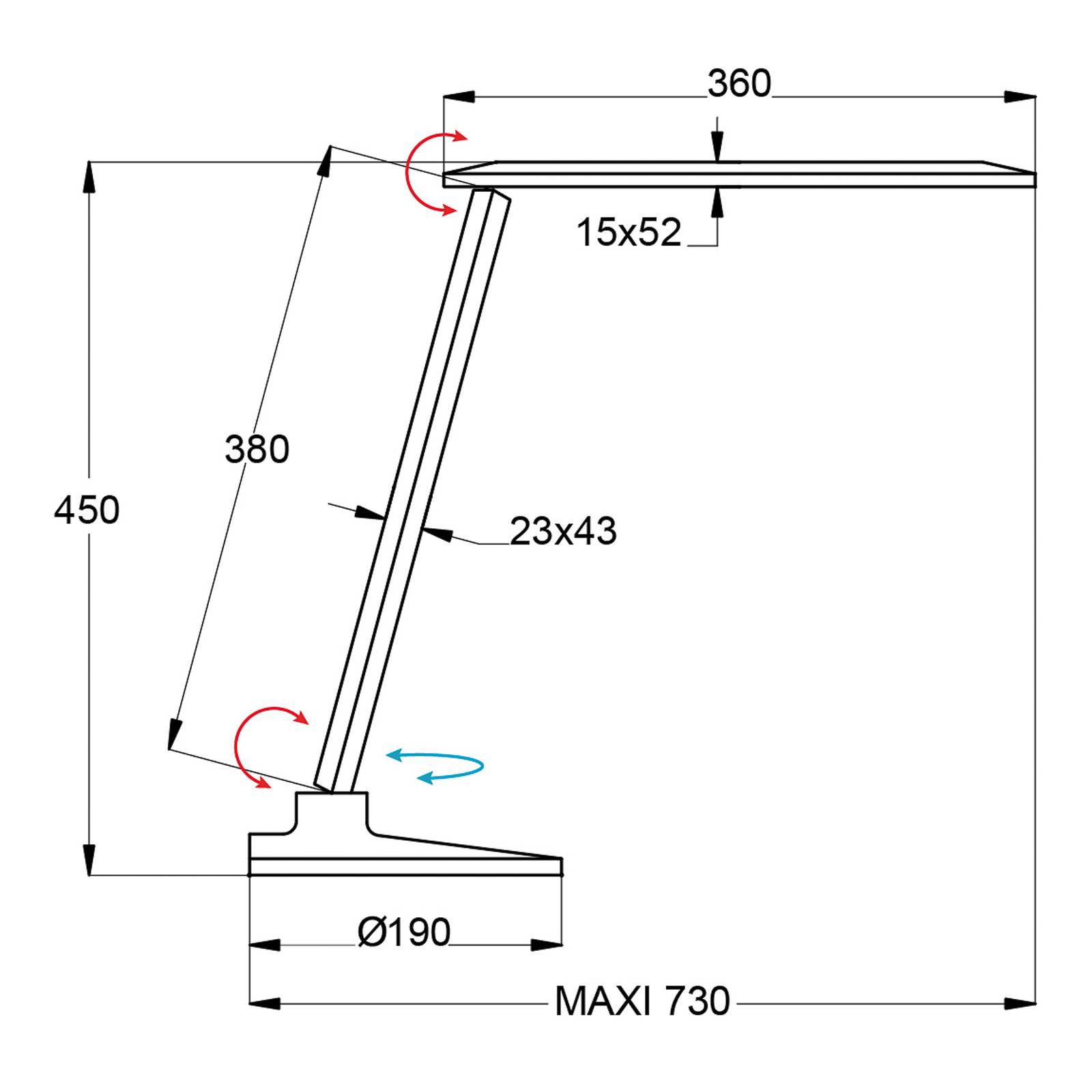 Lampe de bureau LED Success noire avec écran numérique et tête orientable — vue 4