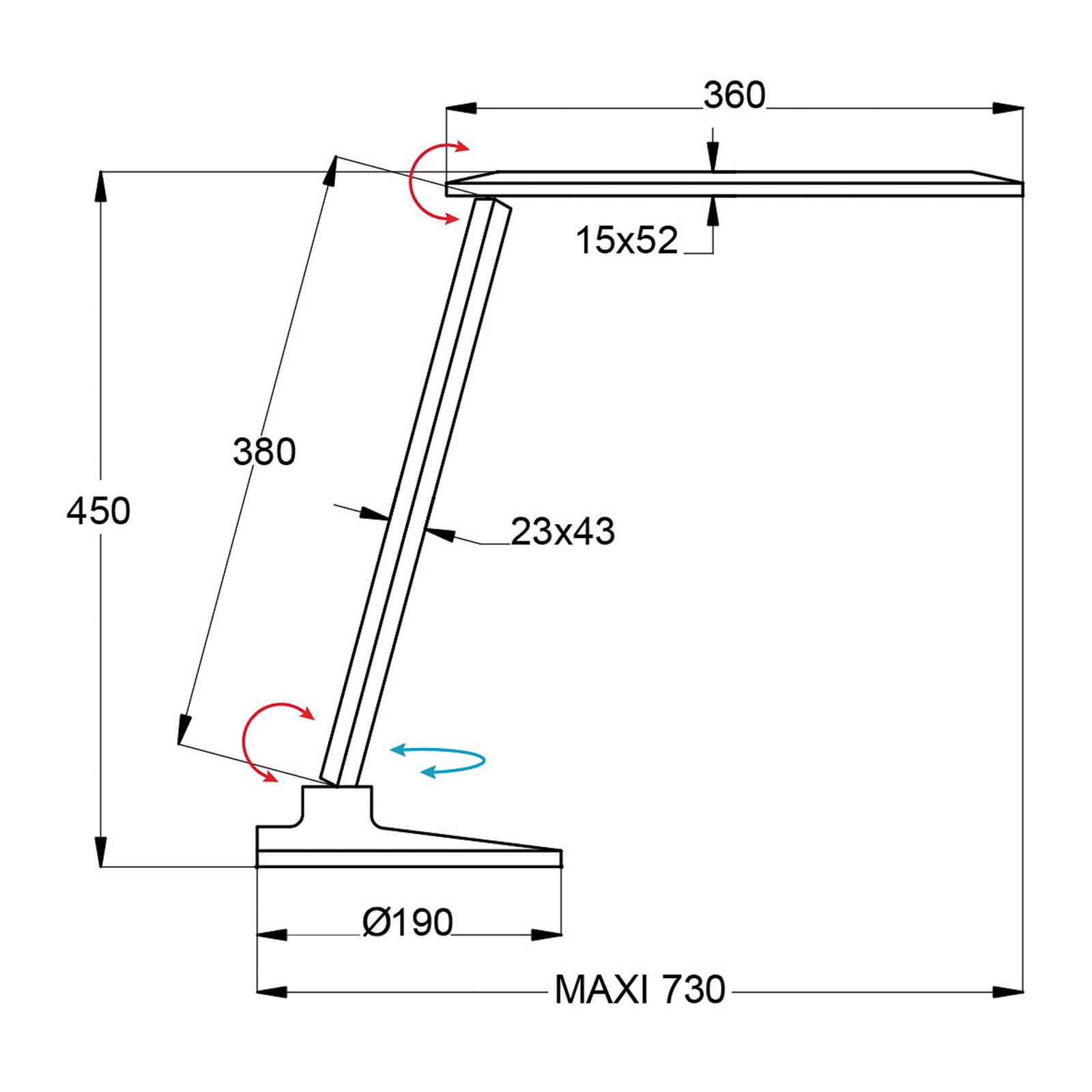 Lampe de bureau LED Success blanche avec écran, alarme et tête orientable — vue 2