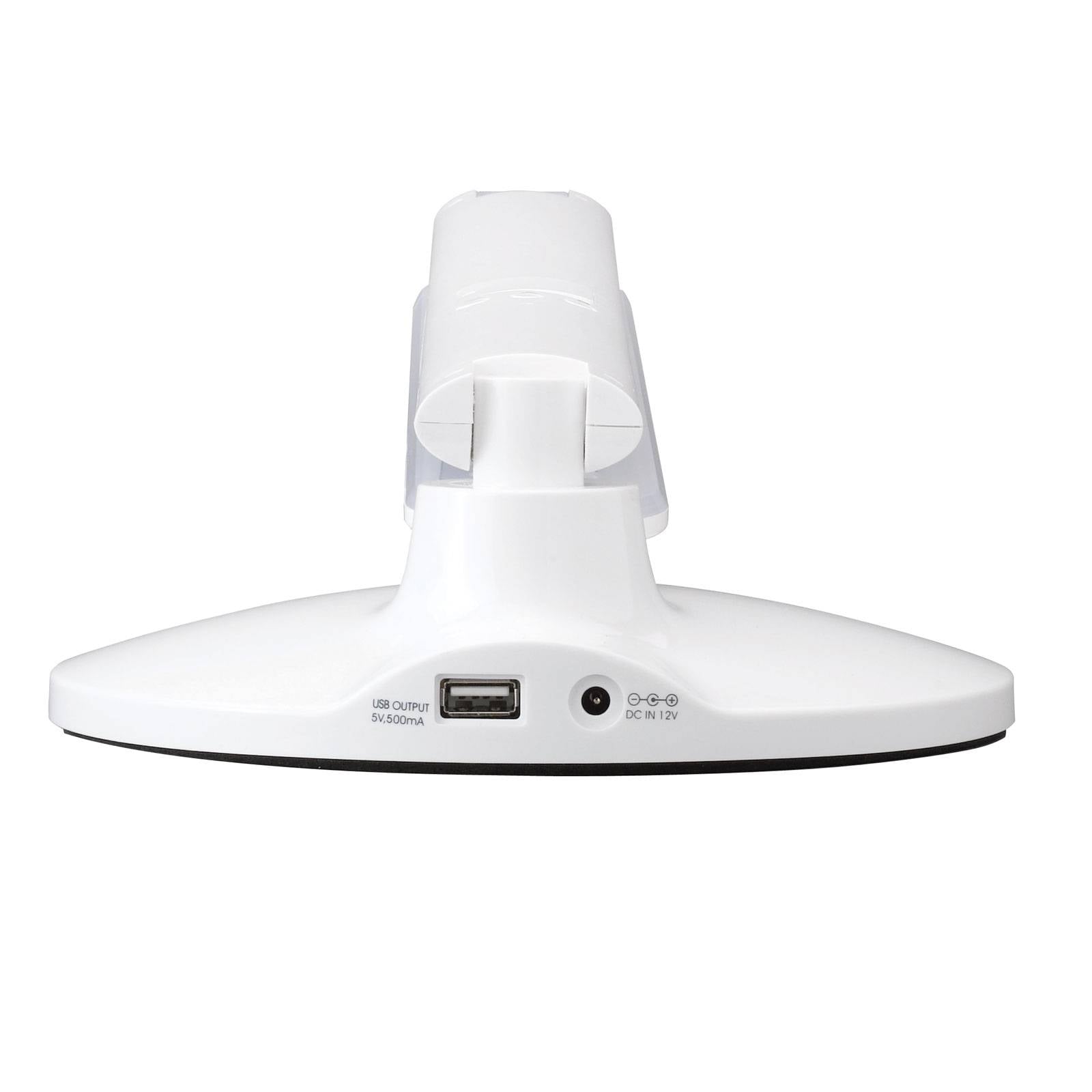 Lampe de bureau LED Success blanche avec écran, alarme et tête orientable