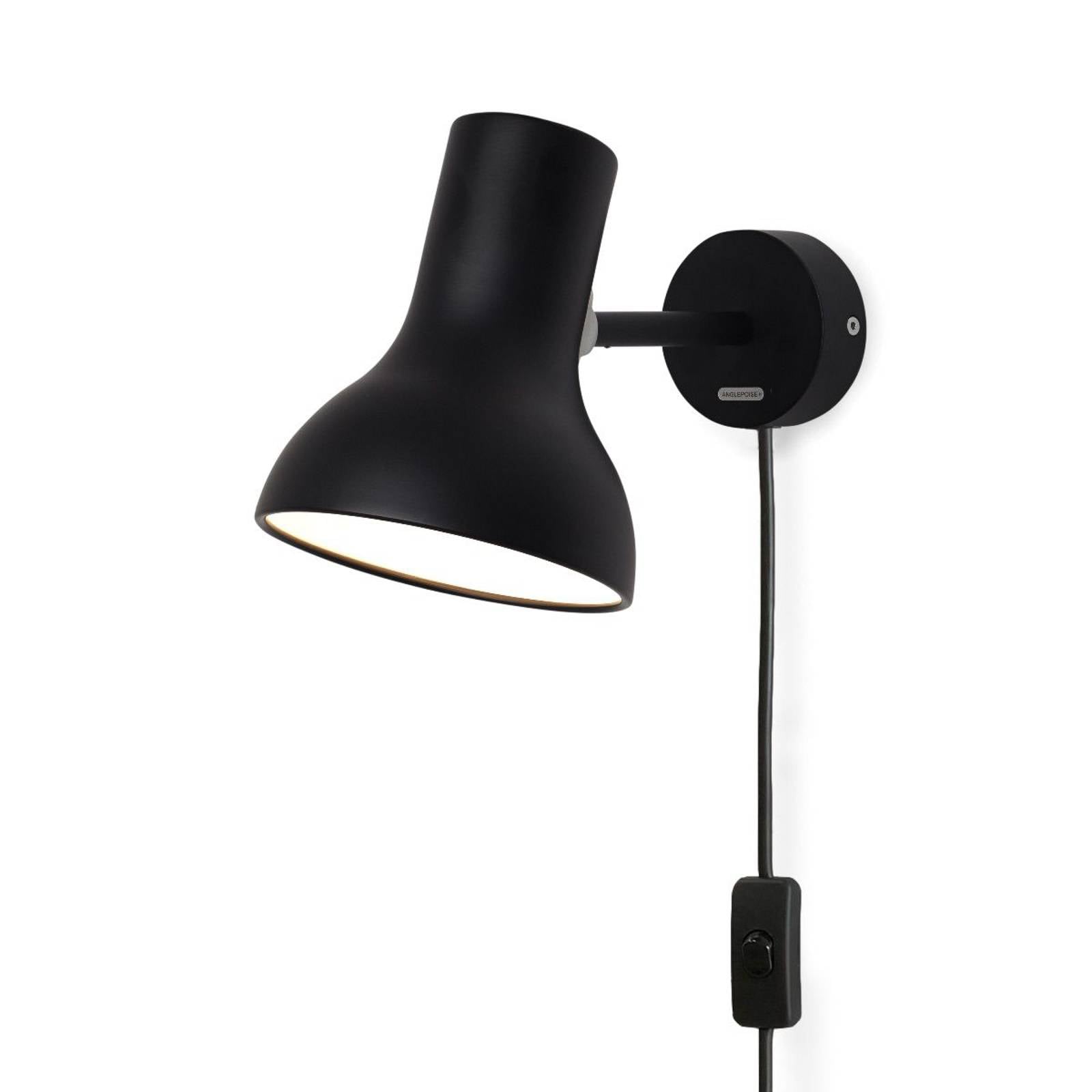 Applique Anglepoise Type 75 Mini noire, avec fiche, câble et interrupteur à cordon
