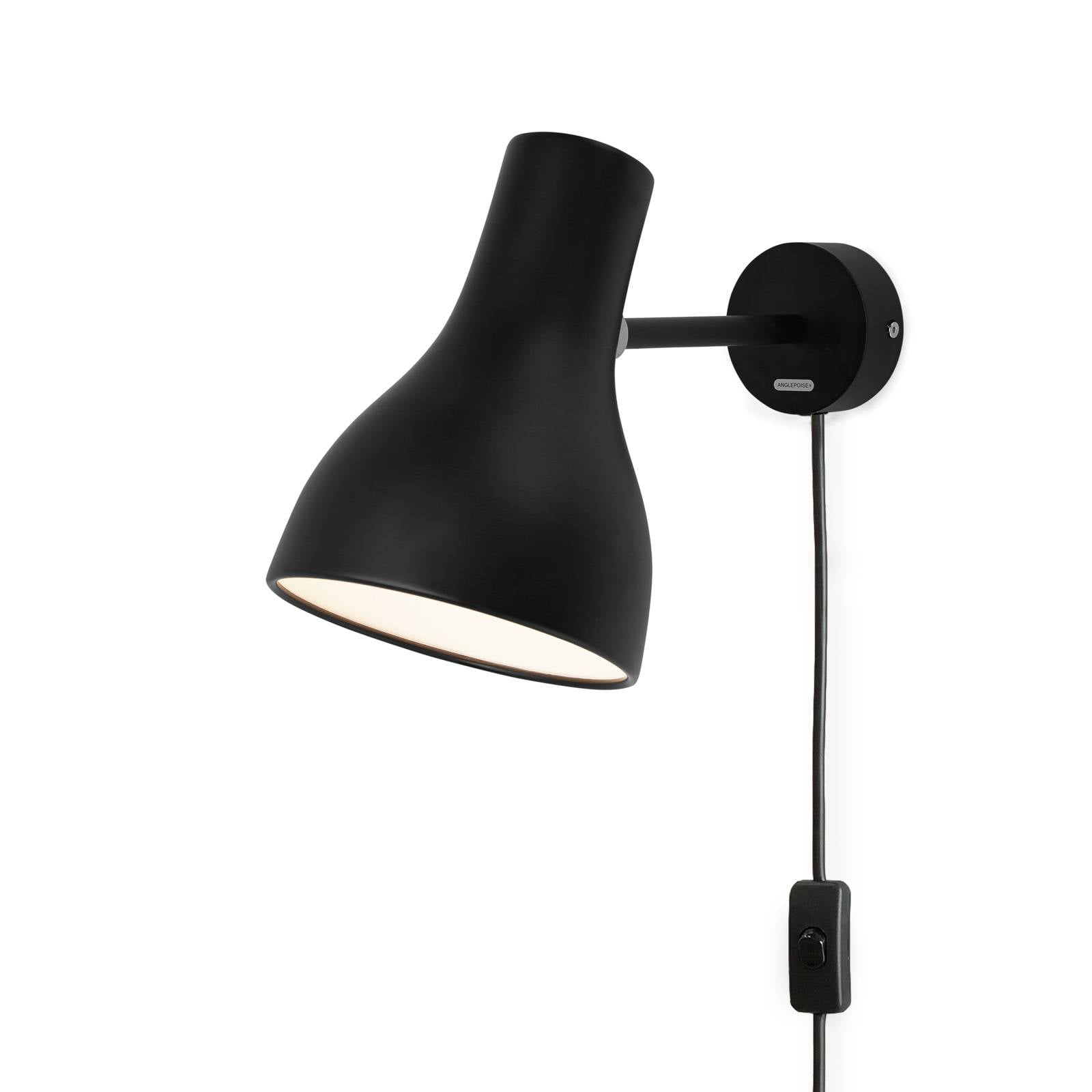 Applique murale Anglepoise Type 75 noire avec tête orientable et cordon