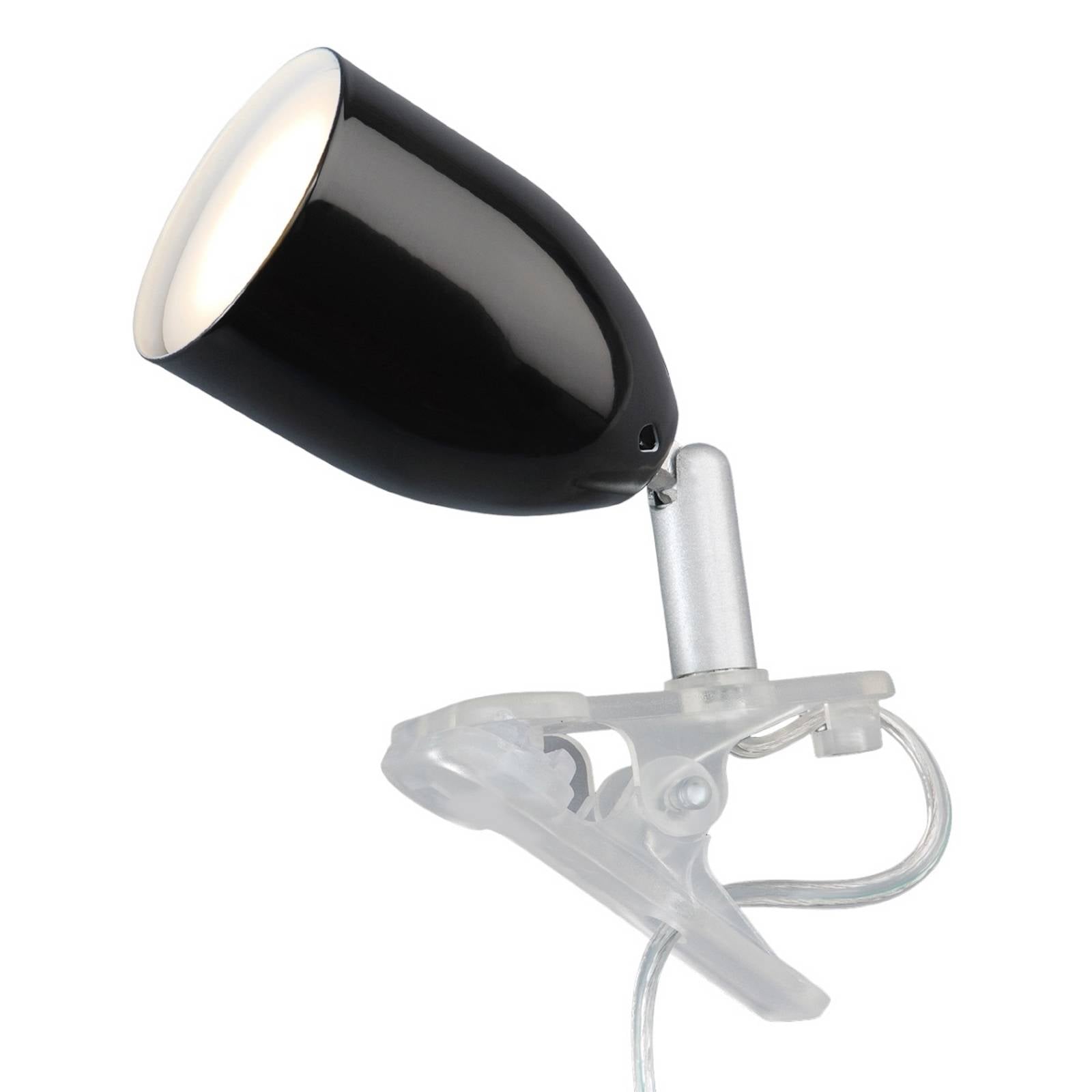 Lampe à pince LED LEO noire avec câble et interrupteur intégré