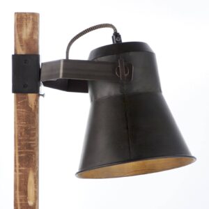 Lampe à poser Brilliant Plow noire et bois foncé avec abat-jour inclinable