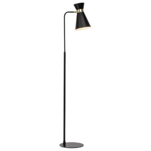 Lampadaire Brilliant Goldy noir et or avec abat-jour orientable élancé