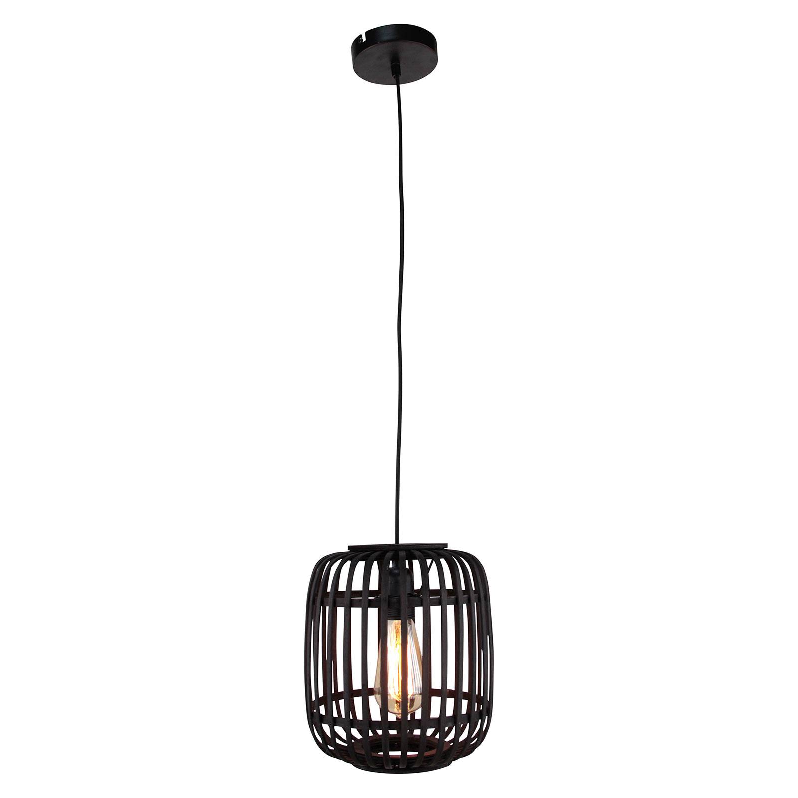 suspension Brilliant Woodrow avec abat-jour cage ajouré en bambou foncé — vue 2