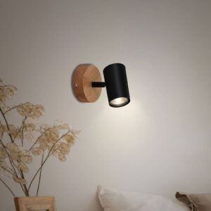 Spot mural Briloner Muritz avec base en bois naturel et tête orientable