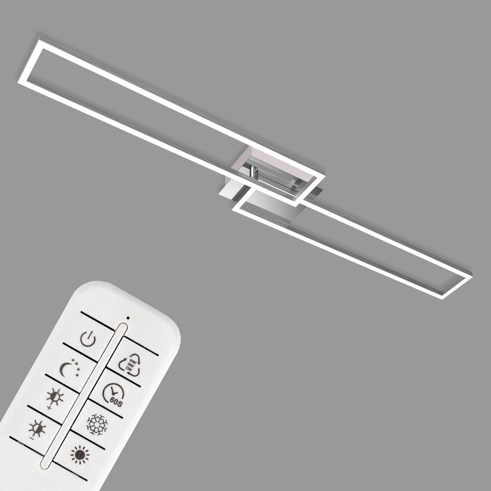 Plafonnier LED Frame chromé à deux cadres carrés avec télécommande — vue 3