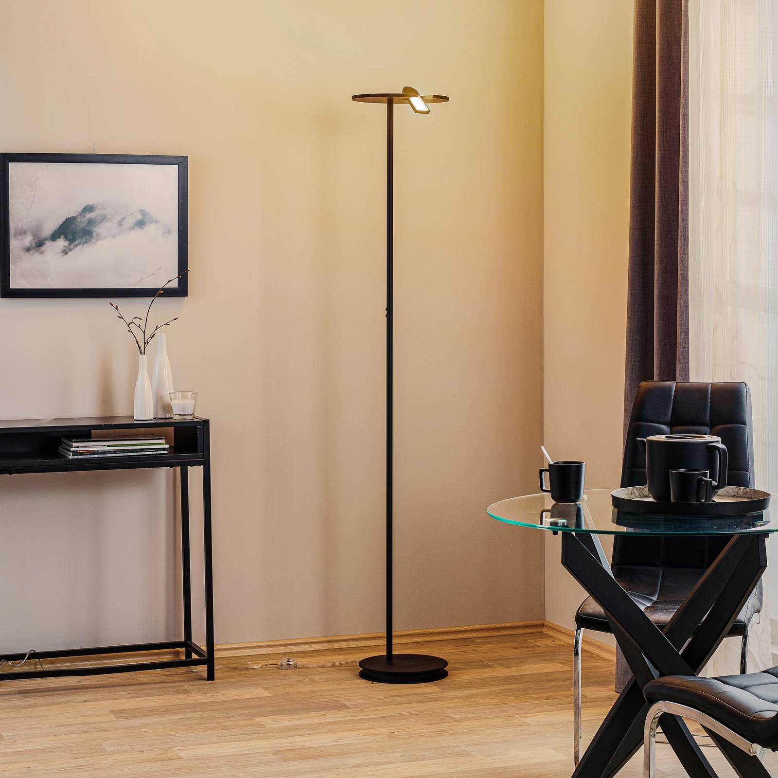 Lampadaire Bopp Share noir avec éclairage indirect LED et liseuse orientable — vue 2