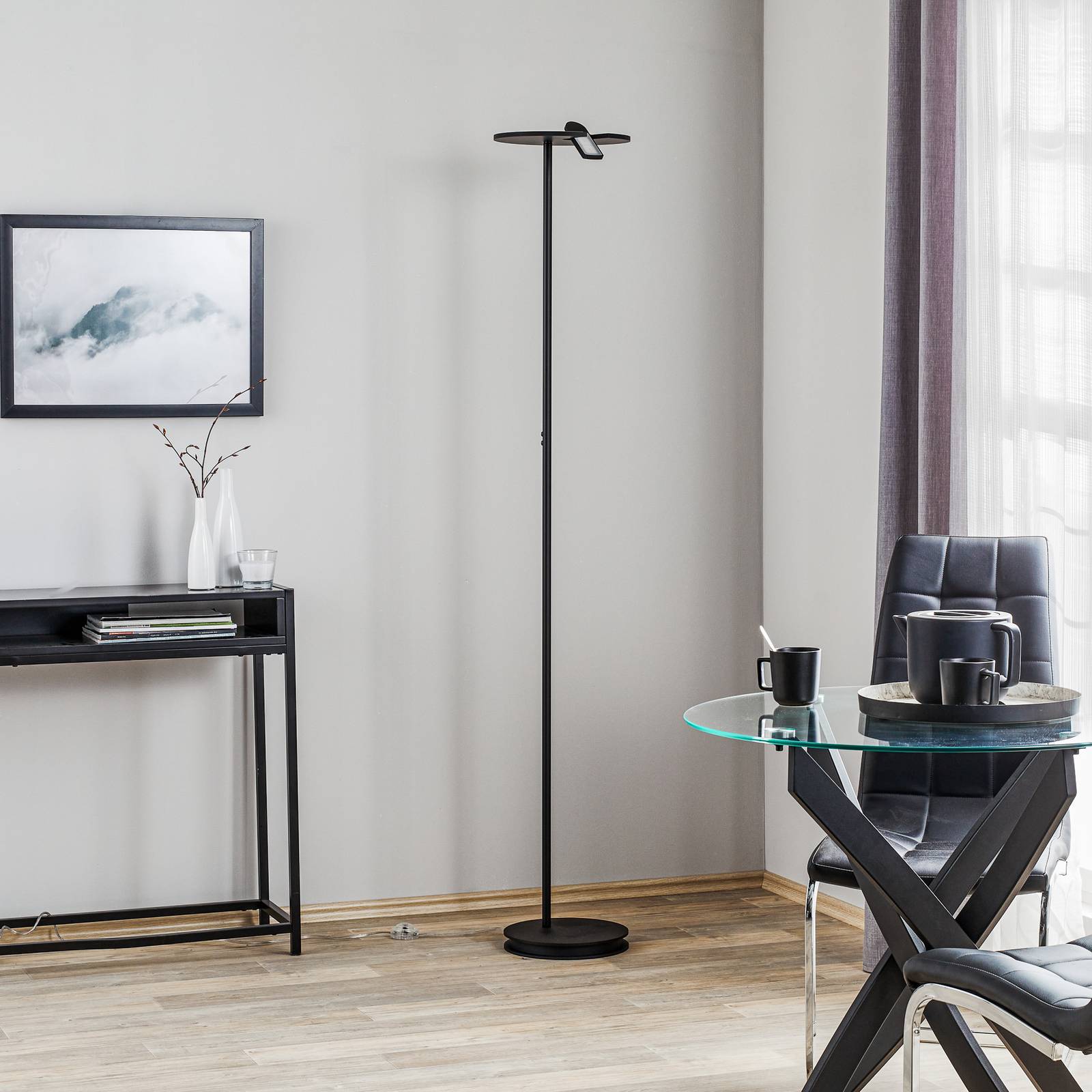 Lampadaire Bopp Share noir avec éclairage indirect LED et liseuse orientable — vue 3