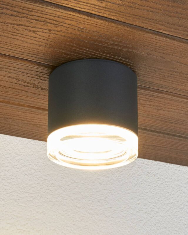 Plafonnier BEGA 66056K3 graphite avec verre cristal et lumière chaude