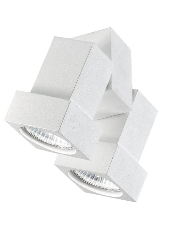 Plafonnier Egger DLS STYLE Q blanc à deux lampes orientables en aluminium
