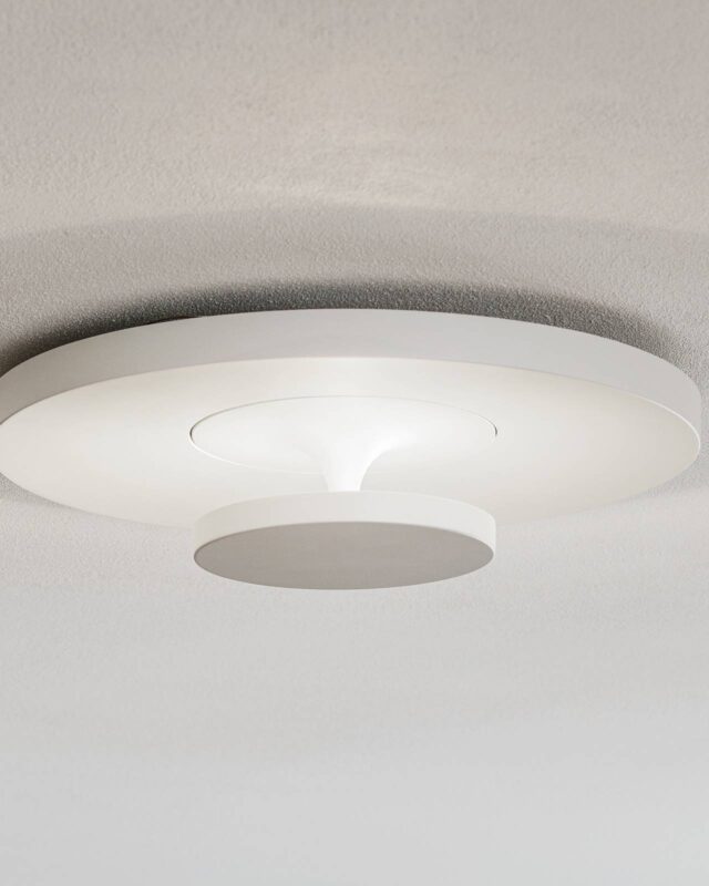 Plafonnier LED Sunny blanc et rond de 38 cm en aluminium moulé
