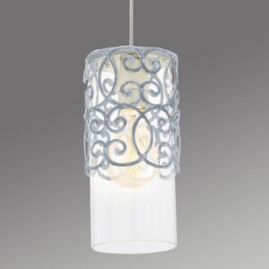 Suspension EGLO Vintage gris-bleu avec armature en acier et abat-jour transparent
