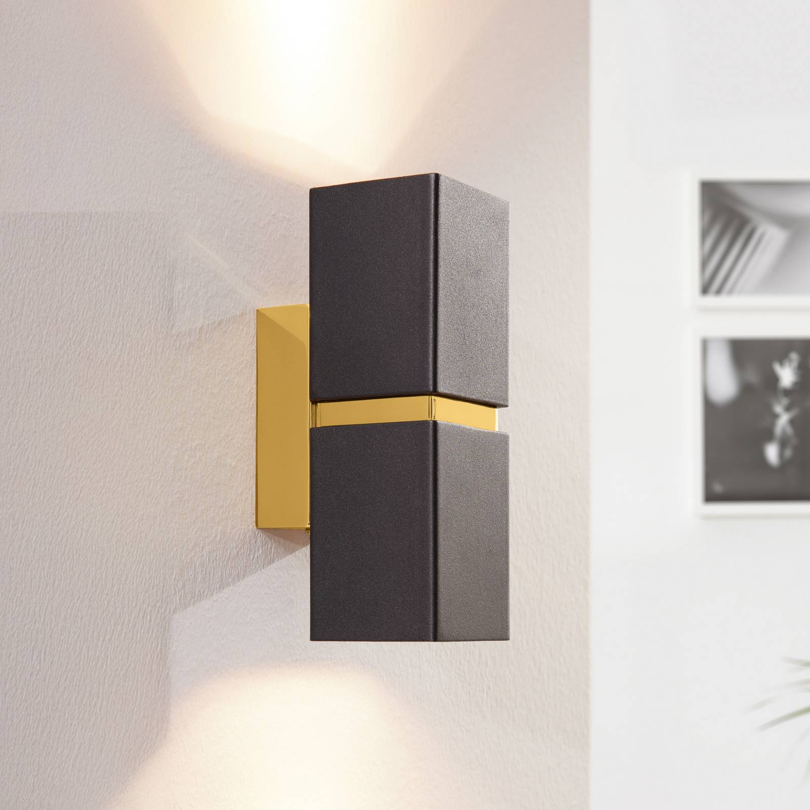 Applique LED EGLO Passa noire et dorée avec éclairage mural haut et bas