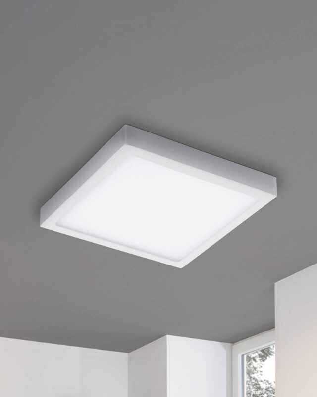 Plafonnier EGLO connect Fueva-C blanc carré avec diffuseur satiné
