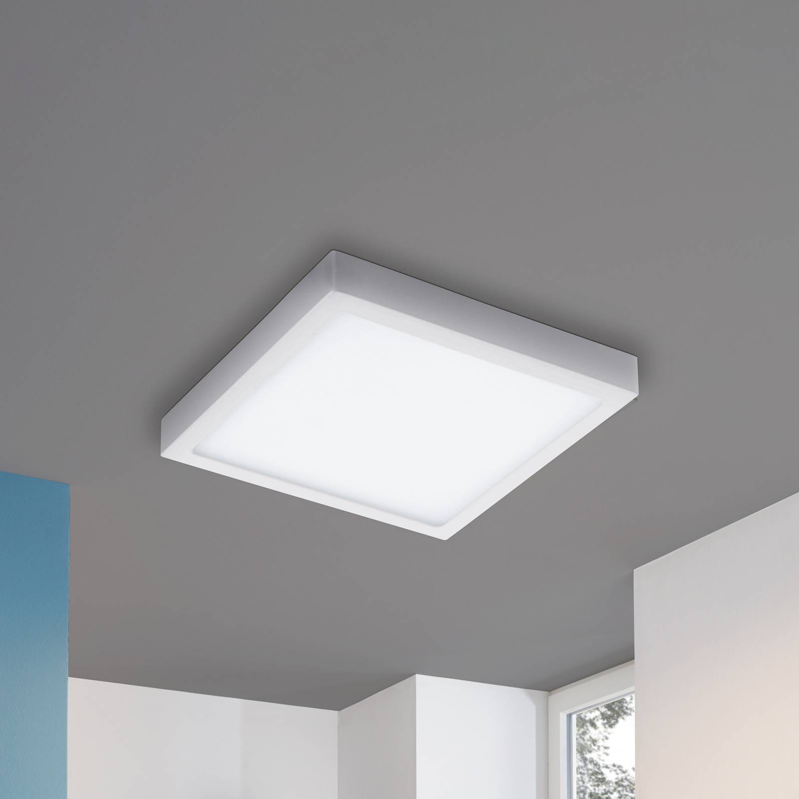 Plafonnier EGLO connect Fueva-C blanc carré avec diffuseur satiné