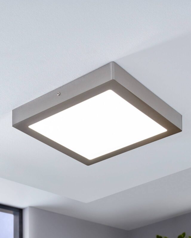 Plafonnier EGLO connect Fueva-C carré nickel avec diffuseur satiné