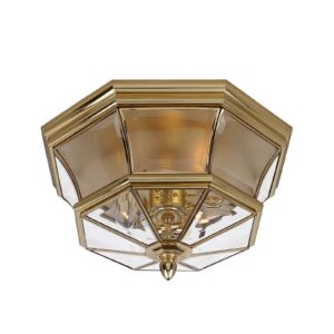 Plafonnier QUOIZEL Newbury en laiton avec abat-jour en verre transparent