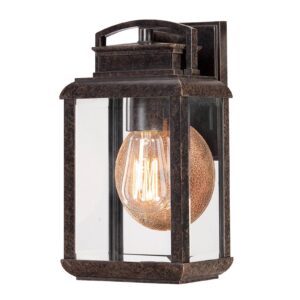 Applique d'extérieur Byron vintage avec support bronze antique et petite vitre cuivrée