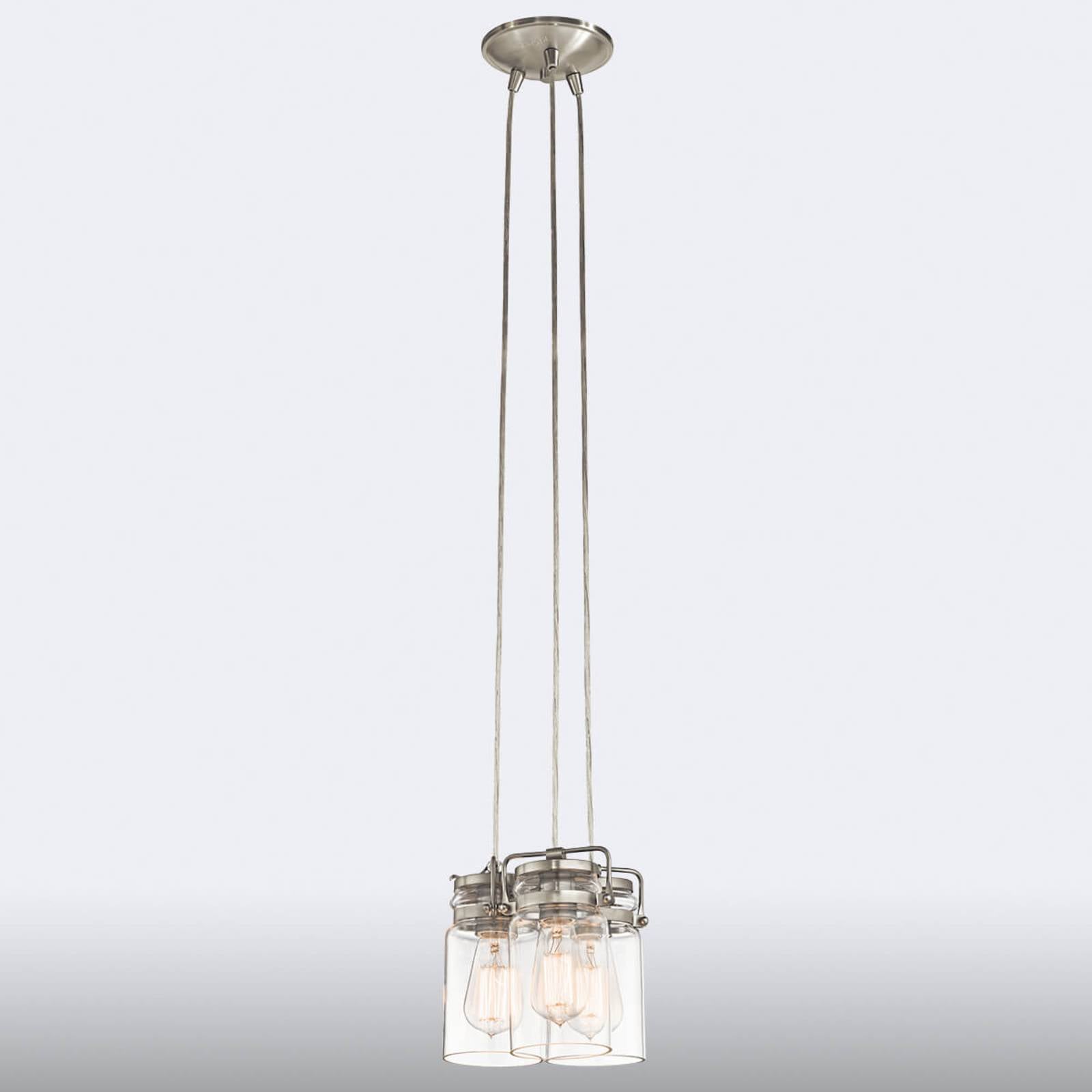 Suspension KICHLER Brinley à trois abat-jour en verre au style rétro — vue 2