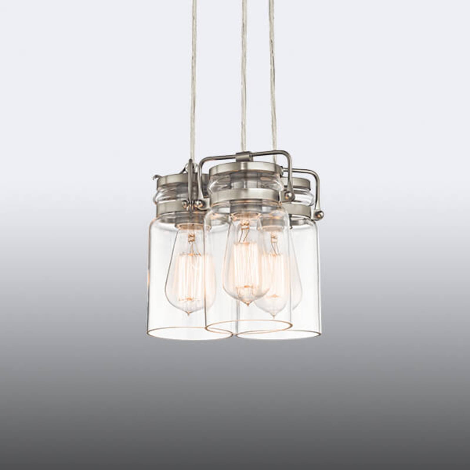 Suspension KICHLER Brinley à trois abat-jour en verre au style rétro