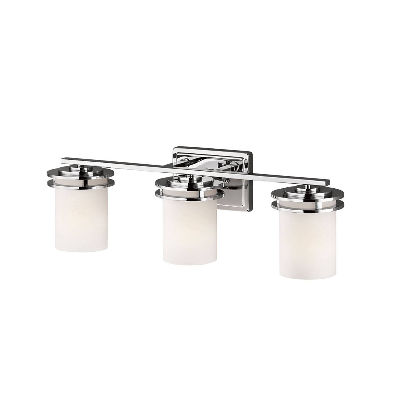 Applique LED Hendrik chromée à trois sources avec diffuseurs en verre opale