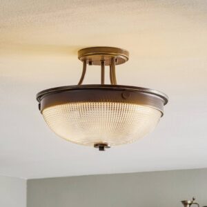 Plafonnier QUOIZEL Mantle en bronze avec dôme de verre facetté