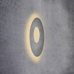 Applique LED Escale Blade Open ronde à finition béton, éclairant le mur indirectement