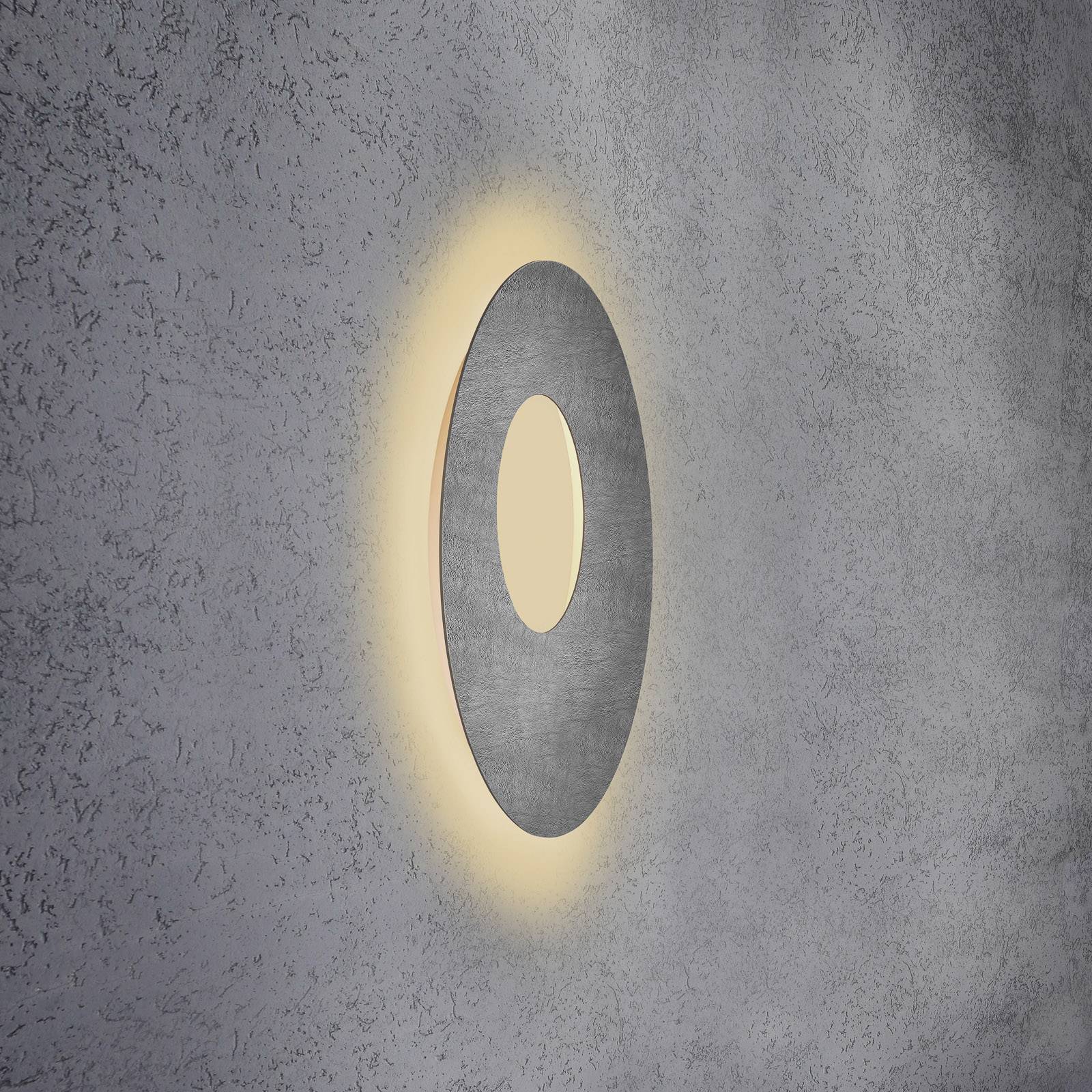Applique LED Escale Blade Open ronde à finition béton, éclairant le mur indirectement