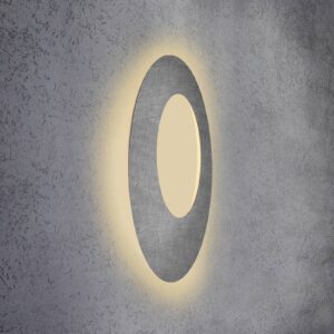 Applique LED Escale Blade Open ronde en finition effet béton, lumière indirecte