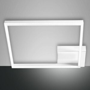Plafonnier LED Bard carré au cadre géométrique diffusant une lumière blanc chaud