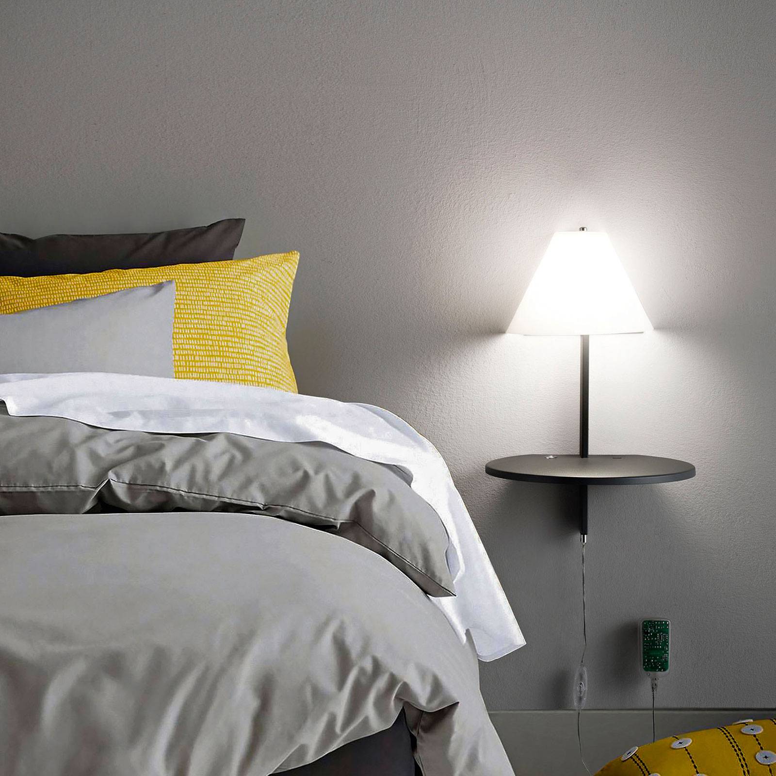 Applique LED Goodnight blanche et anthracite avec tablette et port USB — vue 3