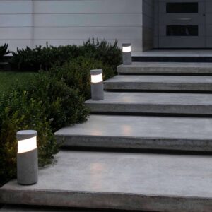 Potelet Faro Barcelona Block en béton avec diffuseur blanc laiteux extérieur