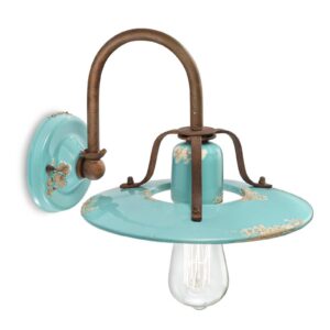 Applique Giorgia en céramique turquoise avec détails métalliques brun-rouille