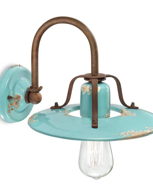 Applique Giorgia en céramique turquoise avec détails métalliques brun-rouille