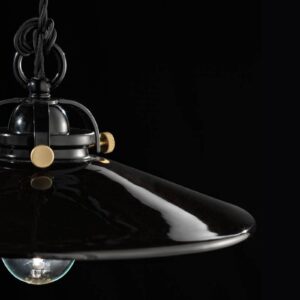 Suspension Ferroluce Edoardo en céramique noire brillante avec vis dorées